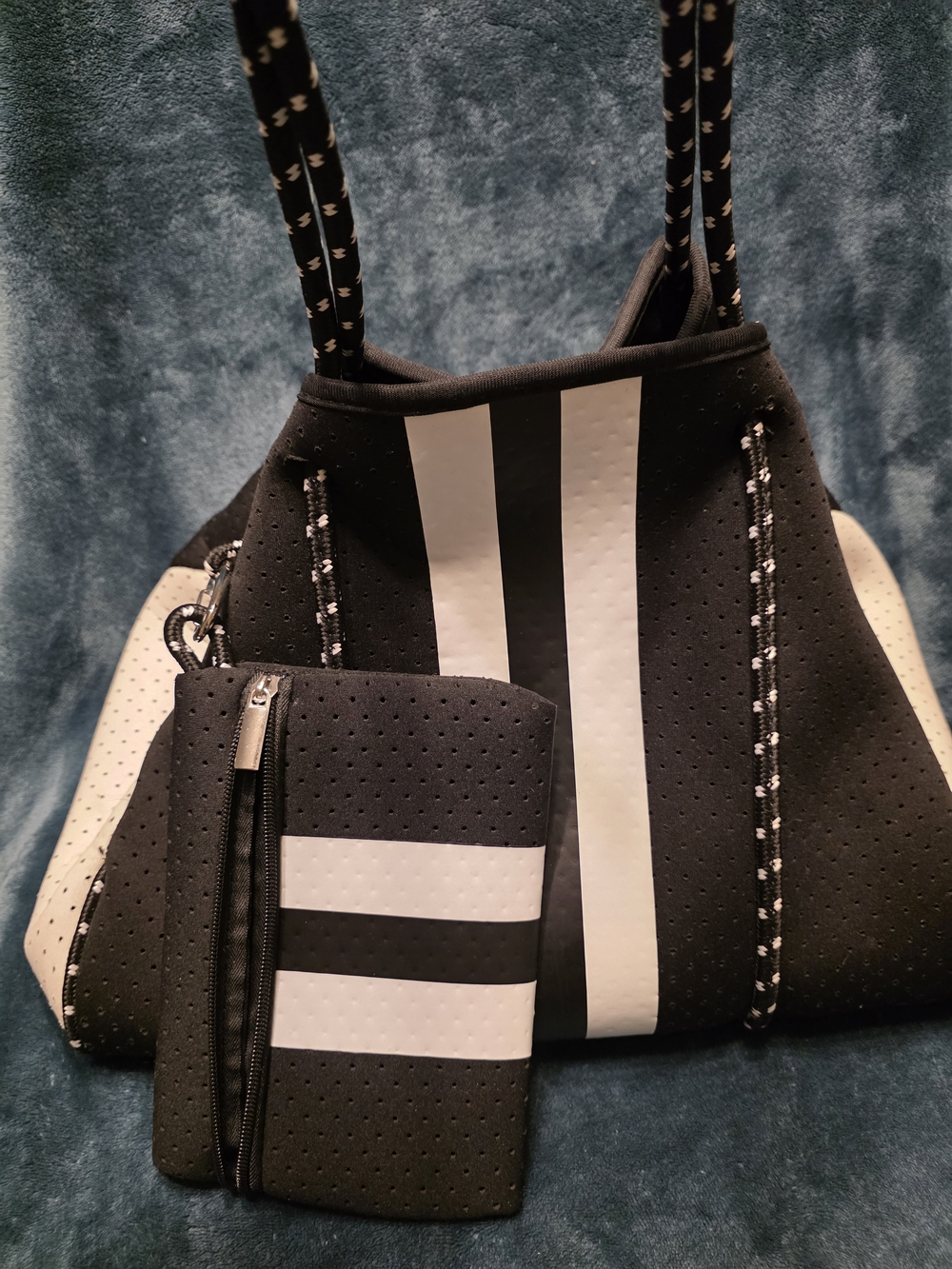 Parker & Hyde Striped Neoprene Tote with Zip Pouch